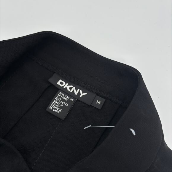 NWOT DKNY Pleated Skirt M Blk Satin Trim Rayon Knee Length Business Office Party - Picture 6 of 7